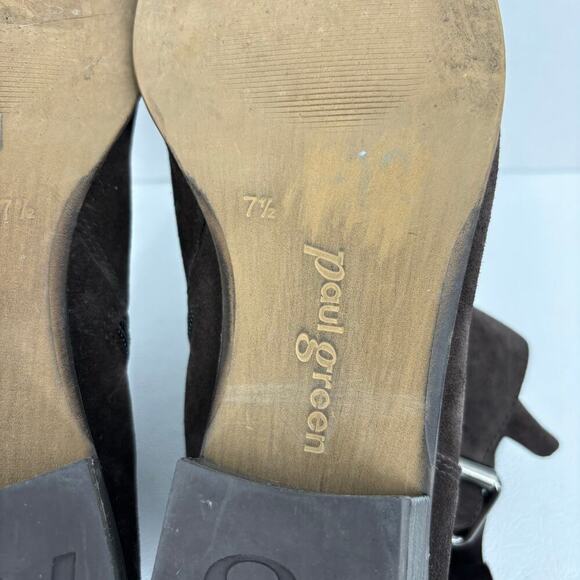 Paul Green Suede Boot Side Zip Double Strap Buckle Leather Bootie Brown Size 7.5 - Picture 8 of 10